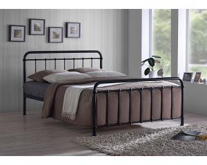 4ft Small Double Miami Black Tubular Metal Retro Victorian Bed Frame Bedstead.